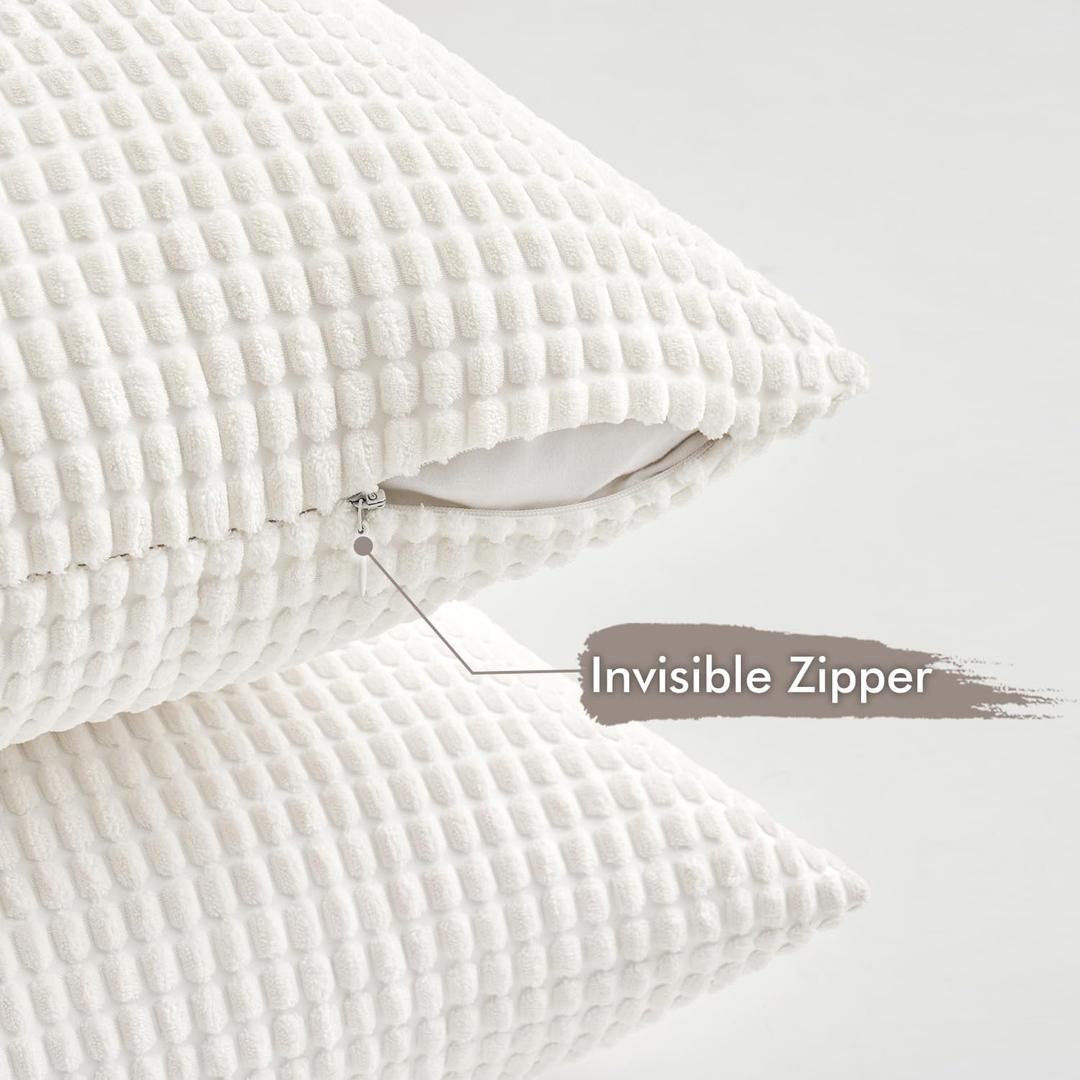 MIULEE Neutral Harmony Decorative Pillow Covers 20x20 Inch Set of 2 Rustic Farmhouse Boho Soft Throw Pillows Corduroy Couch Pillowcases Nordic Home Decor for Sofa Living Room Bed