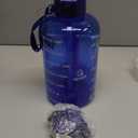 AQUAFIT Half Gallon Water Bottle with Time Marker - Straw & Chug Lid - BPA Free Gym Water Bottle with Straw - Big Gallon Jug (Blue, 64 oz - 2 Lids)