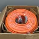 Garden Water Hose 200 ft x 5/8 in Heavy Duty, Flexible and Lightweight, Burst 600 psi, Kink-less Hybrid Rubber Pipe for Backyard, 3/4'' Brass Fittings, Orange