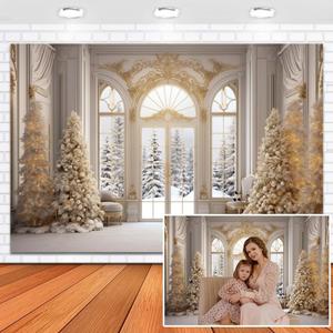 Leowefowa 10x8ft Vinyl Winter Window Photography Backdrop Pine Tree Snow Forest Xmas Snowflake Outside Window Background Winter Christmas Holiday Party Decor Backdrop Photo Booth Props (A23)