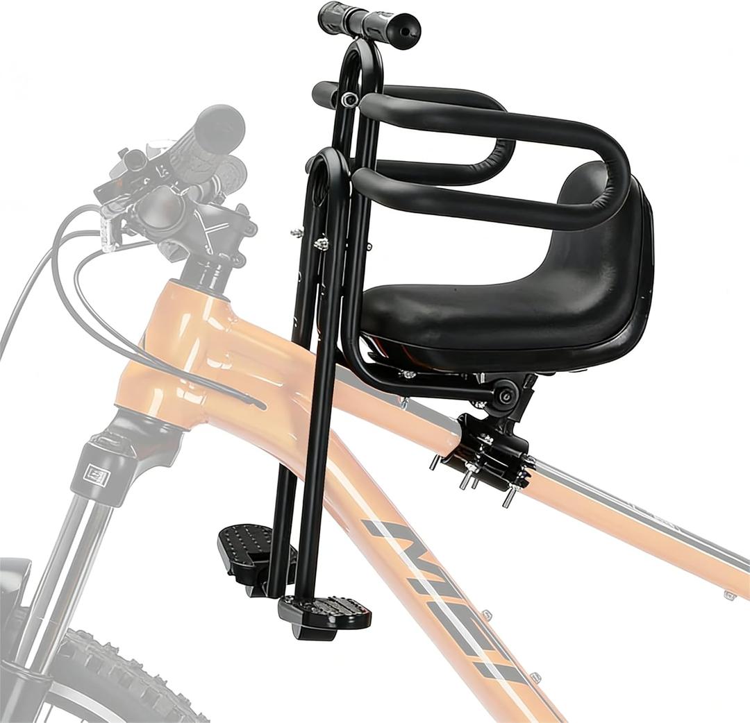 Fediman Front-Mounted Bike Child Seat for Toddlers 2-5 Years Adjustable Height, Universal Fit for Mountain & Commuter Bikes