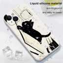 for iPhone 15 Plus Case Anti Scratch Soft Microfiber Lining, Soft Shockproof Slim Fit Floral for iPhone 15 Plus Phone Cover 6.7 inch-Cat White