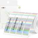 PARLAIM 14 X 40mm (0.55"x1.57") Tear-Resistant Thermal Label, 4 Rolls 640pcs OEM Label Tape Replacement Compatible with D30 Label Maker Perfect for Home/Office/School, Holographic Sliver