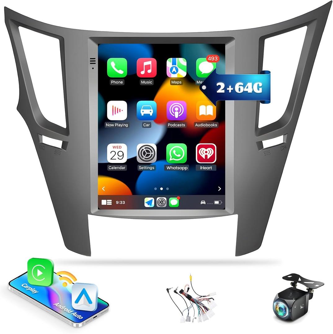 [2+64G]Android 13 Car Stereo for Subaru Outback Legacy 2010-2014 with Wireless Apple Carplay Android Auto,9.7" HD Touch Screen Car Radio with GPS Navigation,WiFi,Bluetooth,FM/RDS Radio SWC+Rear Camera