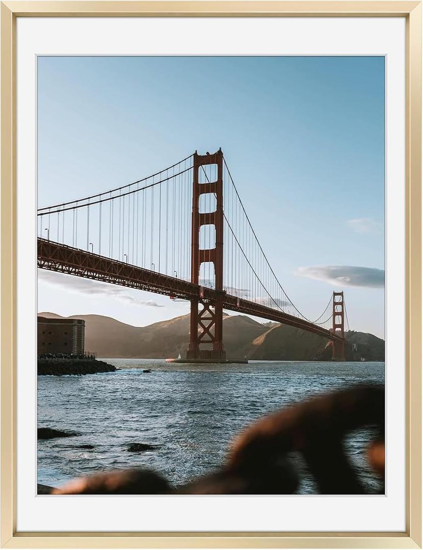 Frametory, 12x16 Metal Picture Frame with Mat for 11x14 Picture & Real Glass, Aluminum Photo Frame Collection (Gold, 1 Pack) (12X16 (1 Pack))