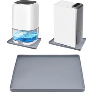 Dehumidifier Drip Pan, 18''x15'' Humidifier Drip Pan, Prevent Water Leakage and Protect Floor & Carpet, Non-Slip & Leak-Proof Silicone Mat with Raised Edge, for Under Dehumidifier and Humidifier Mat (Gray)
