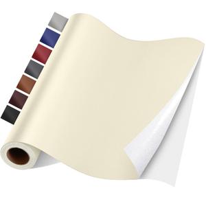Self Adhesive Leather Repair Patch Kit, 17 in x 79 in Large Vinyl Leather Repair Tape for Furniture, Car Seat, Couch, Sofa, Chair Smooth Beige White