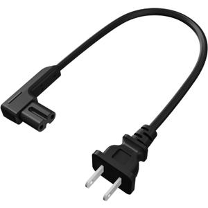 2 x 1.15ft Power Cord Compatible with Sonos One, One SL and Play 1 Speakers, L-Sharped Short Power Cable Replacement Cord for Sonos Power Supply Cable - Black