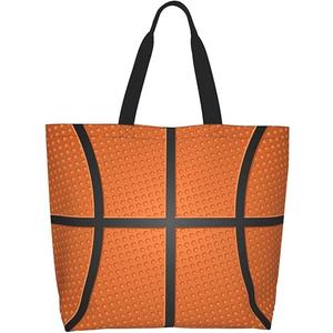 Sports Ball Texture Basketball Large Tote Bag Simple Casual Portable Shoulder Bags Reusable Grocery Handbag For Women Gym Travel