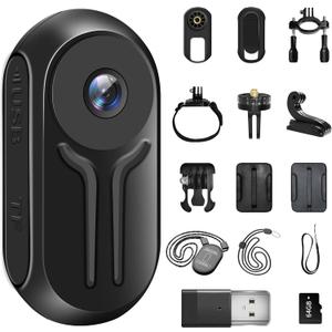 1080P Mini Action Camera, Magnetic Mini Body Cam, Portable Small Sports Camera, HD 1080P Action Camera with Display Screen for Bicycle and Motorcycle Helmet Camera for Work, Travel, Pet Walking