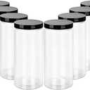 8Pack 32Oz Clear Plastic Jars with Black Lids, Large Clear Empty Plastic Jars Round Food Grade Containers, BPA Free PET Container Pantry, Home and Kitchen Storage