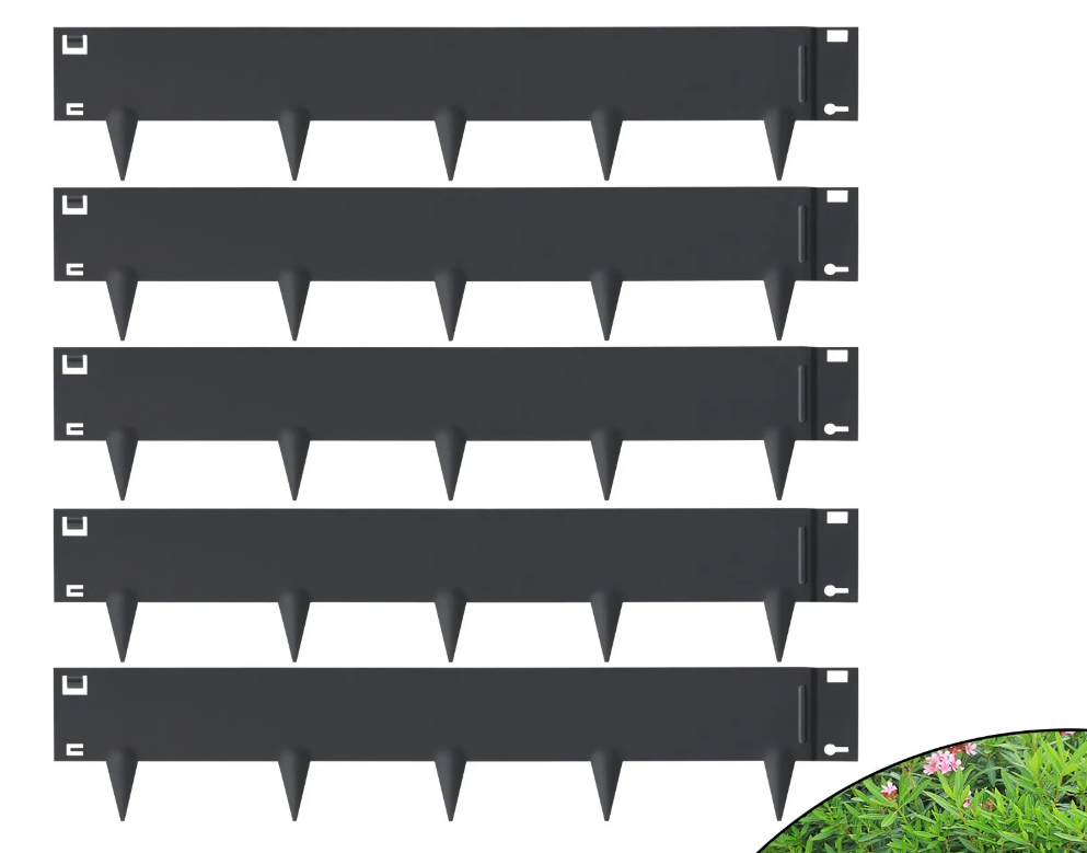 VEVOR Steel Landscape Edging, 5-pack Steel Garden Edging Borders, 39" L x 5" H Strips, Hammer-in Edging Border, Bendable Metal Landscape Edging for Yard, Garden, Lawn, 3.15" Spike Height, Black