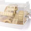 Cycodo 8 in 1 Acrylic Hamster Cage,2-Tier Dwarf Hamster Cage with Wooden Wheel & Hideout,Small Hamster Habitat with Accessories,Clear Pet Mice House(White,14" L*10" W*11" H)