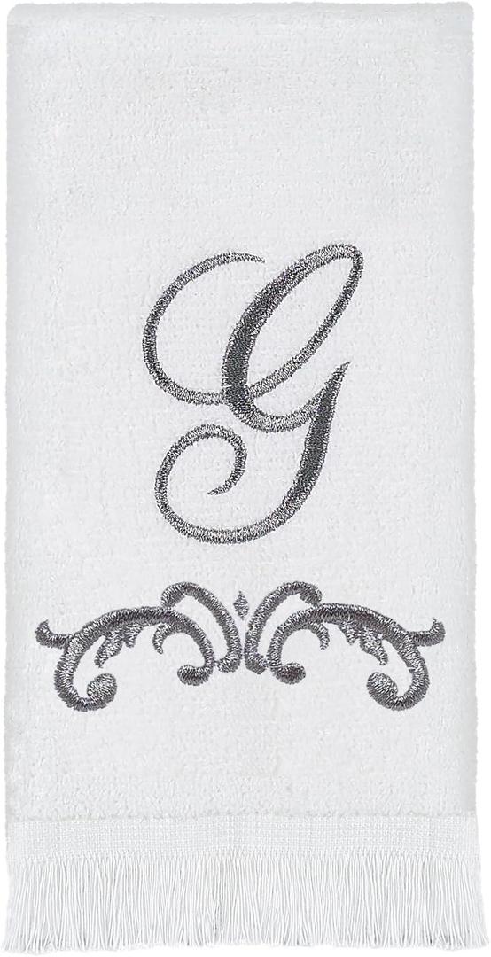 Avanti Linens 13464WPW Monogrammed Fingertip Towels, G , White