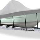 Center Console Boat Cover 17-19ft Waterproof 1200D Boat Covers Specially Marine Grade Covers for Center Console Boat 17ft 18.5ft 19ft, Heavy Duty Marine Grade Canvas,Gray (Long:17'-19', Beam Width Up to 102")