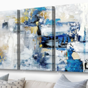 GIFTTWART Abstract Blue and Gold Wall Art – Extra Large Canvas for Living Room, Bedroom, Kitchen, Dining Room, Office Decor