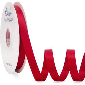 Ribbli Red Satin Ribbon Double Faced Satin 1/2 inch x Continuous 50 Yards-Red Ribbon for Gift Wrapping Crafts Wedding Decoration Bows Bouquet Floral Arrangement