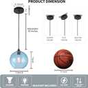 Blue Glass Pendant Lights Kitchen Island Lighting Globe Pendant Light Fixtures Modern Pendant Lighting for Kitchen Island Bedroom Living Dining Room Light Fixture,7.8inch