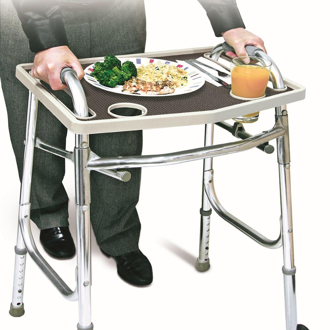 Walker Tray With Non-Slip Grip Mat