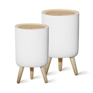 Bathroom Trash Can with Lid 2 Pack, 1.8 Gal / 3.17 Gal Samll Waste Basket
Todaygo Trash bin, Dog Droof, Wood Grain Lid and Legs, Plastic, White, for Bathroom, Bedroom, Living Room, Office, RV, Dorm
