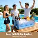 Colorful LED Ice Buckets for Parties, 15Liter / 4 Gallon Big LED Light Beverage Tub with 2 Shovels, Beverage Bucket for Bar, Family Gathering & Nightclub Essential (A)