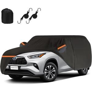 Full Car Cover Custom Fit for Toyota Highlander 2007-2025, Waterproof Full Exterior Outdoor Cover with Zipper Door Cotton Lining Sun Rain Snow Dust Protection