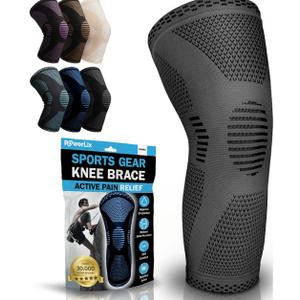 POWERLIX Knee Compression Sleeve - Best Knee Brace for Knee Pain for Men & Women – Knee Support for Running, Basketball, Volleyball, Weightlifting, Gym, Workout, Sports - (Gray M)