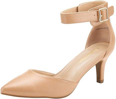 DREAM PAIRS Kitten Heel Low Heel for Women Closed Pointed Toe Pumps Wedding Party Sexy Dress Shoes Low pointed (9, Black/Nubuck)
