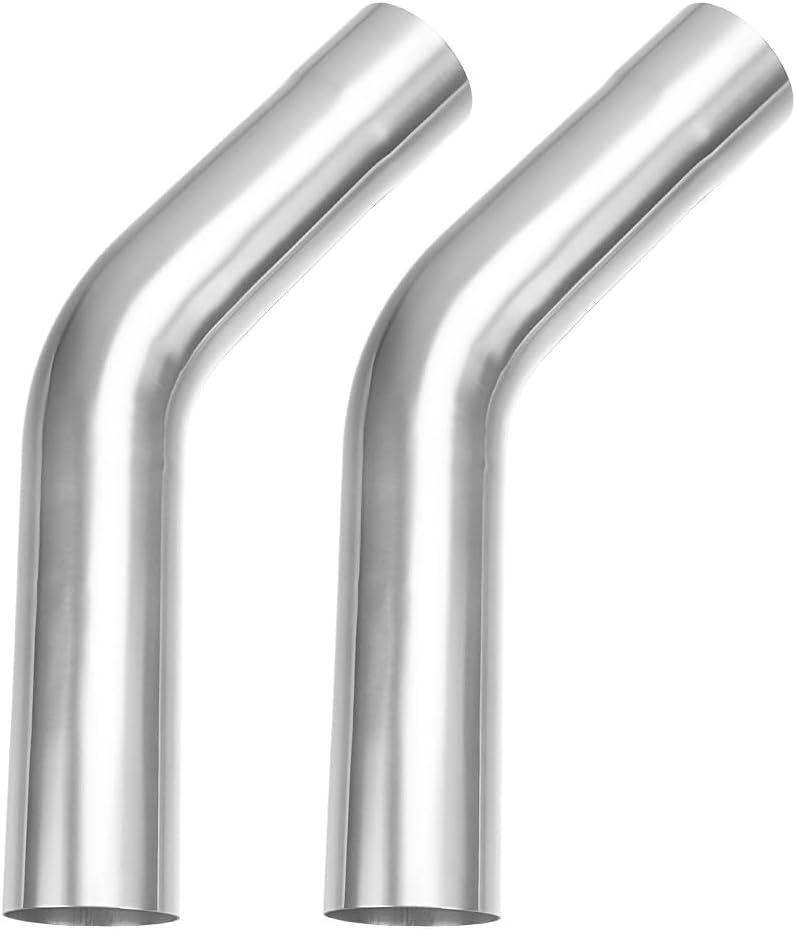 A-KARCK Exhaust 45 Degree Tube 2.25" OD 2 Pack, Stainless Steel Exhaust Pipe Mandrel Bend, Custom Your Own Exhaust System