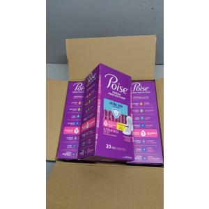 Poise Ultra Thin Incontinence & Postpartum Pads with Wings for Bladder Leaks, 5 Drop Maximum Absorbency, Long Length, 60 Count,