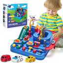 Hahaland 3 Year Old Boy Toys - Race Track Toys, Car Toy for Boys 3-4, Puzzle Track Rescue Racer Game with Magnetic Helicopter, STEM Learning, Montessori, Toddler