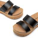 DREAM PAIRS Women's Platform Slides Sandals Comfortable Arch Support Two Strap Slip On Fashion Beach Wedge Sandals, US 7