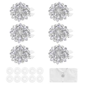PATIKIL 6 Pcs Rhinestone Button Covers Decorative Clips with 10 Pcs White Sewing Buttons Detachable Marquise Sewing Replacement for Women Men DIY Crafts Accessories (White/Silver)