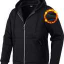 Pioneer Camp Zip Up Hoodie Men Fleece Lined with Zipper Pocket Heavyweight Hooded Sweatshirt Loose Fit Winter Active Jacket (X-Large, Black)