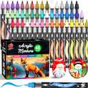 TBC The Best Crafts Acrylic Paint Markers, 48 Colors Water-Based Paint Pens for Art and Craft Projects, Multi-Surface Use on Fabric, Glass, Wood, Stone, Metal, Ceramic, Canvas, Rock