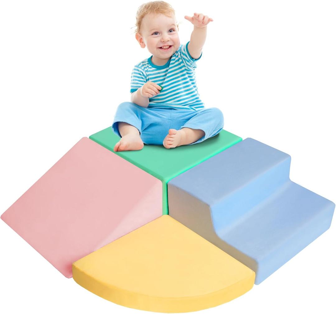 Climbing Toys for Toddlers 1-3, Foam Climb Blocks for Baby4-Piece Baby Climbing Crawling Toys Soft Foam Blocks Activity Play Set (4-Piece)