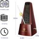 Mechanical Metronomes for Piano Guitar Drum Violin and Other Musical Instruments with Loud Sound and Accurate Beat Multiple Beat Modes for Beginners(Walnut Color)