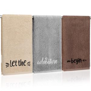 SmoothNovelty 3 Pcs Let the Adventure Begin Hand Towels, 100% Cotton