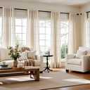 jinchan Linen Smei Sheer Curtains 90 Inch Length 2 Panels Set Light Filtering Window Curtains for Living Room Bedroom Farmhouse Drapes for Home Decor Drapes, Back Tab, Linen Natural, 50W x 90L