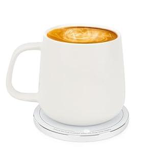APEKX Warm Cup Coffee Mug Warmer Set - Smart Stable Constant Temperature 131°F, 15W Wireless Charging, 12.8 oz Capacity - Supports USB-C Interface, Automatic Power On/ Off Function (4 H). (White)