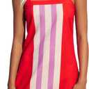 Ailoqing 2026 Women Boho Floral Mini Dress Summer Casual Color Block Beach Overall Striped Dress Coverups, Large