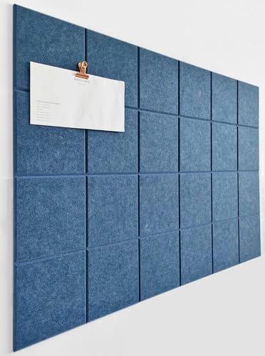 DECORITA Cork Board 24 x36 Alternative - 6 Pack Felt Wall Tiles with Safe Removable Adhesive Tabs, Cork Boards for Walls Cork Board for Home Office Pin Board Tack Board - Ocean Blue