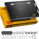 100% Carbon Fiber License Plate Frame,New Full Carbon Fiber snap-on 4 Hole License Plate Frame,unobstructed View,with Screw Caps, Anti-Vibration Pads