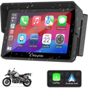 Carpuride w502b Motorcycle Carplay Screen for BMW R1200GS R1250GS S1000XR Motorcycle, 5 inch Waterproof Touchscreen, Portable Carplay/Android Auto GPS Navigation for Motorbike, Dual Bluetooth