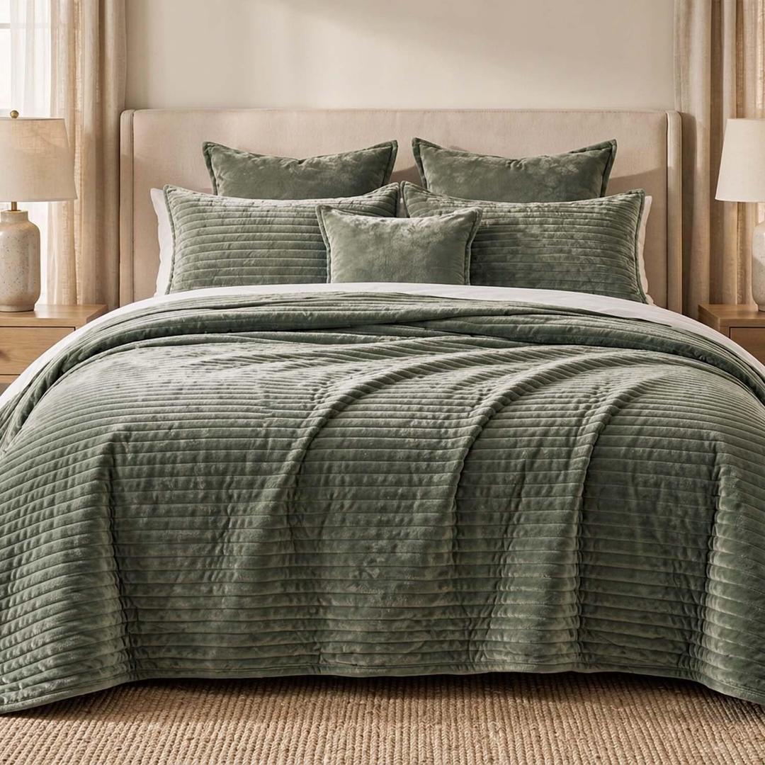 Velvet California King Quilt Set 106x118 3-Piece