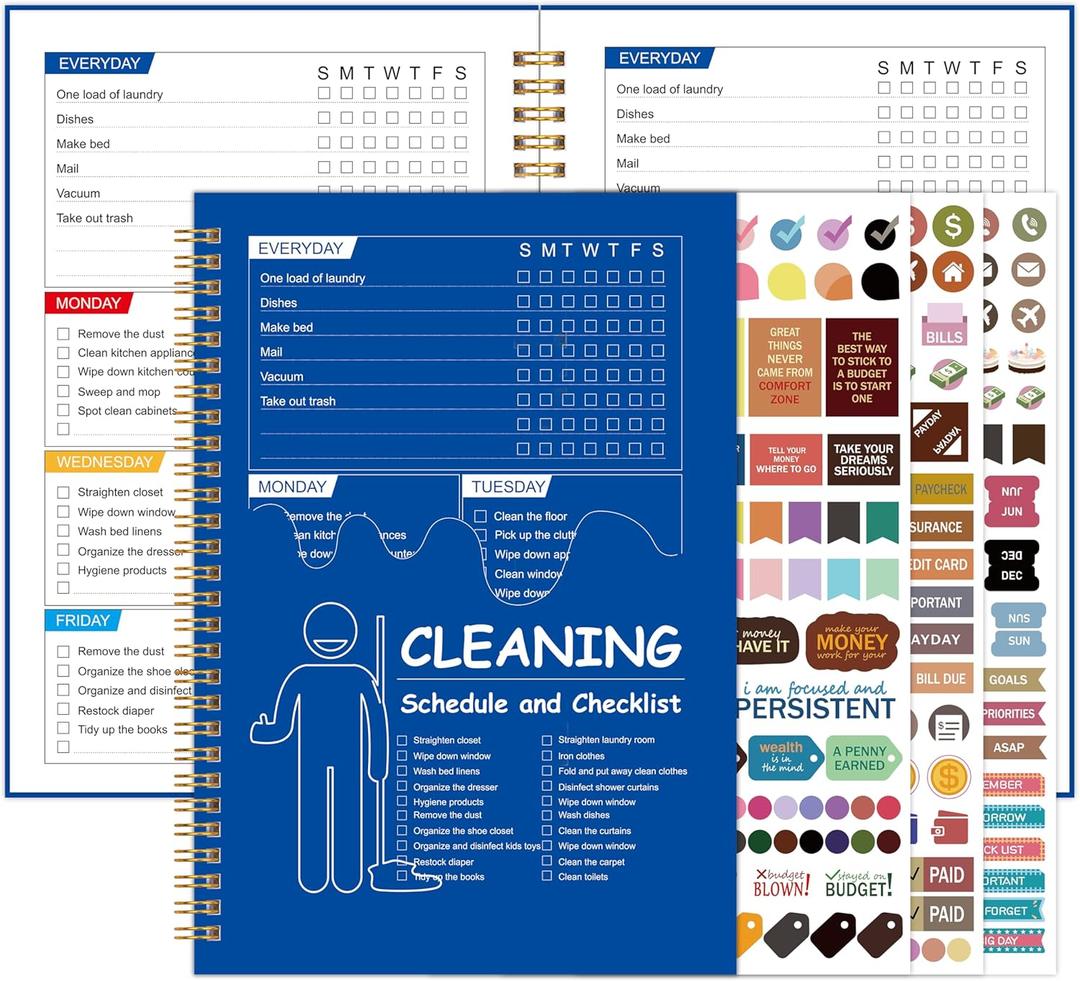 ADHD Cleaning Planner, Cleaning Schedule and Checklist, Undated Daily and Weekly Household Cleaning Checklist Planner, Organize Your Home to Keep Neat and Stress-Free (Blue)