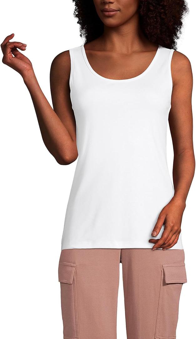 Lands' End Women's Cotton Tank Top (3X-Large Plus, White)