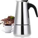 Stovetop Espresso Maker, 9 cup Moka Pot, Italian Coffee Maker Percolator, Stainless Steel Espresso Pots, 450ml/15oz(Espresso Cup=50ml/1.7oz) Coffee Pot Cafe Maker for Induction Cookers, Hobs (Sliver)