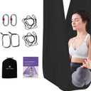 Aerial Silk Yoga Hammock & Swing for Home, Inversion Exercises, Starter Kit for All Levels - Durable with Extension Straps, Carabiners, and Pose Guide (5.5 yards, Black)