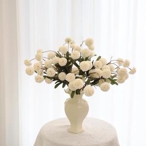 12Pcs Fake Kiku Flowers, Artificial Small Chrysanthemum Balls with Stems, Faux Silk Mini Pompon Mums for Vase Floral Arrangement DIY Bouquets Wedding Party Table Centerpieces Home Decor (No Vase) (Beige)